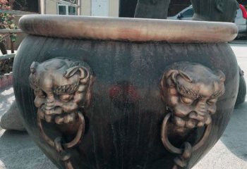 廊坊铜雕圆形荷花水缸雕塑 (6)