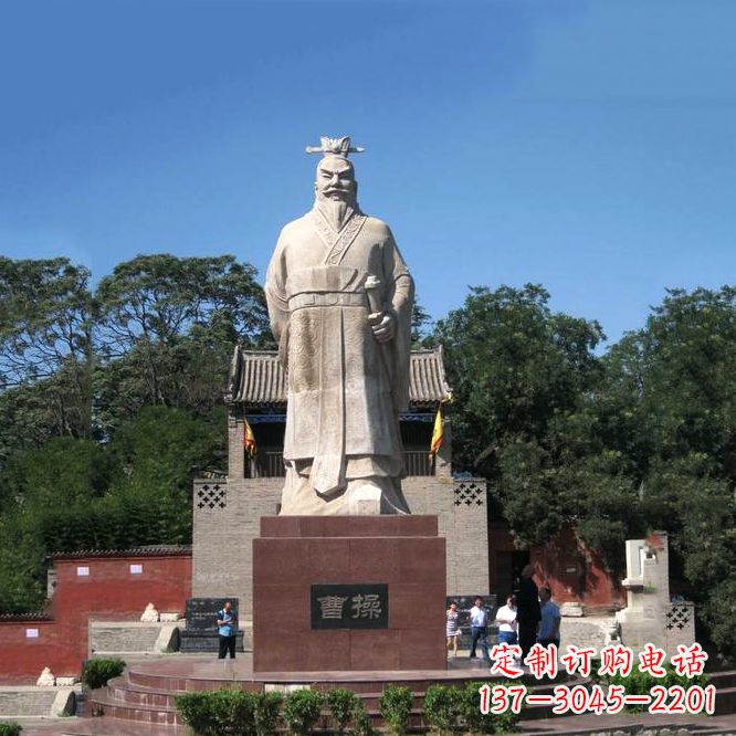 廊坊魏武帝曹操汉白玉石雕像-景区历史名人塑像