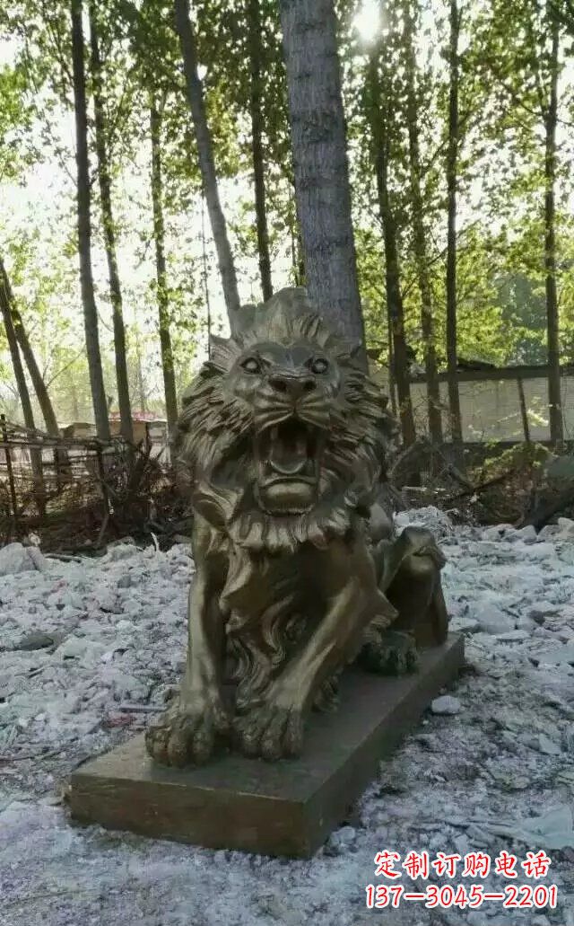廊坊卧着的西洋狮子铜雕 (2)