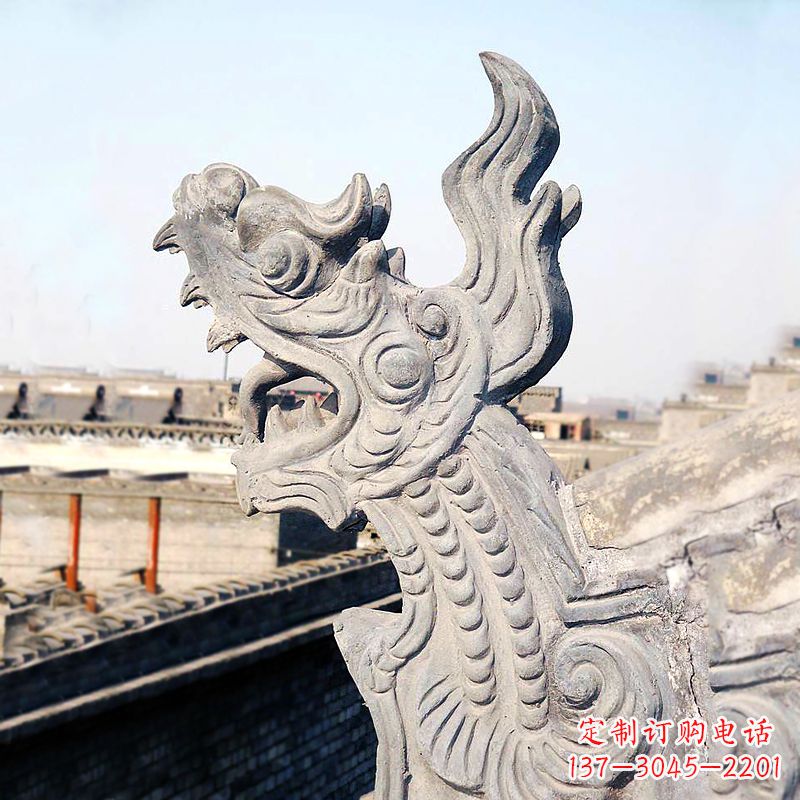 廊坊屋脊鸱尾螭吻雕塑-古建装饰神兽动物雕塑