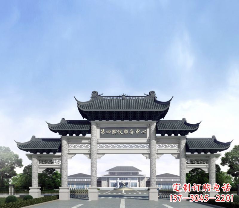 廊坊五门景观石牌坊