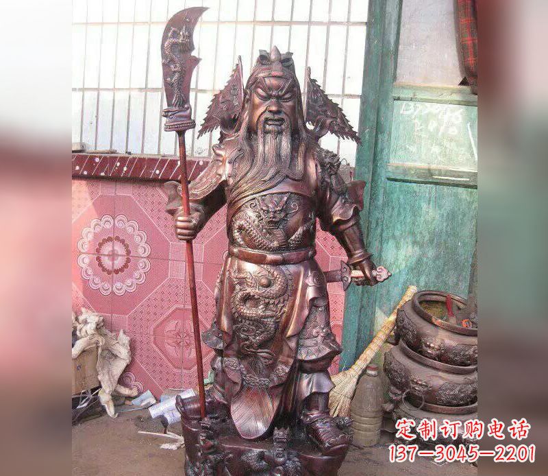廊坊武财神关公提刀铜雕