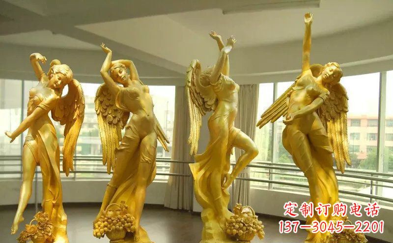 廊坊舞蹈四女神玻璃钢仿铜人物雕塑