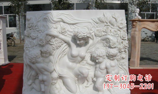 廊坊西方女人与孩子汉白玉浮雕