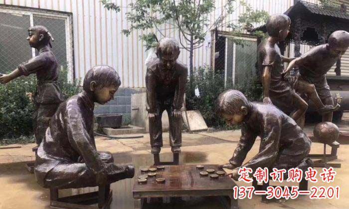 廊坊下象棋儿童铜雕 (2)