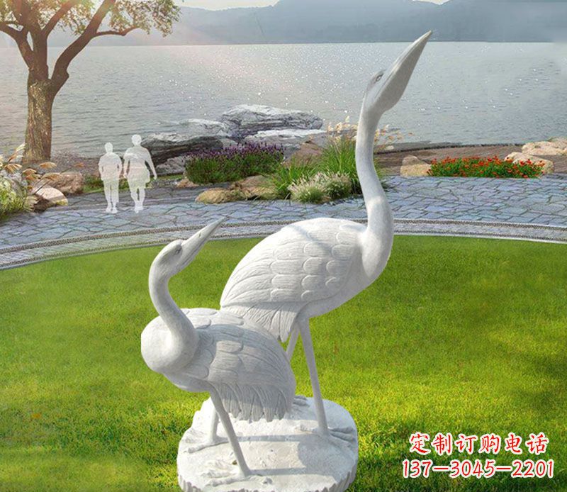 廊坊仙鹤石雕公园动物雕塑