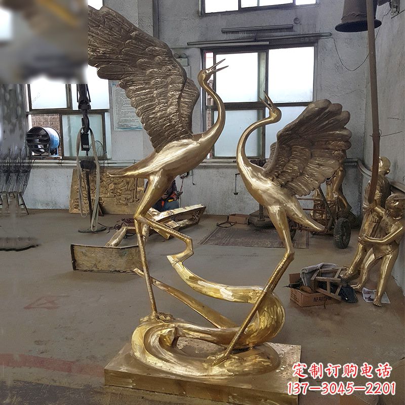 廊坊仙鹤铜雕景观
