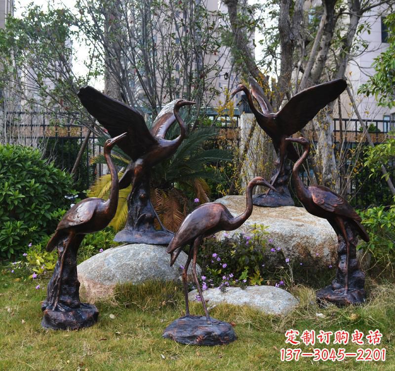 廊坊仙鹤铜雕塑 (2)
