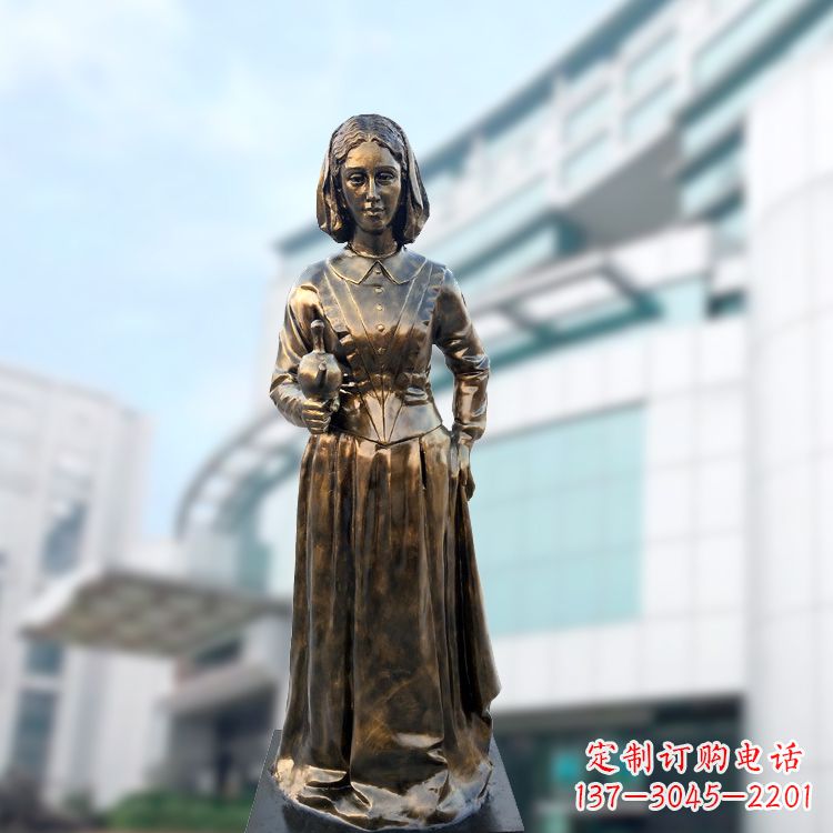 廊坊现代护理教育奠基人南丁格尔玻璃钢仿铜雕像