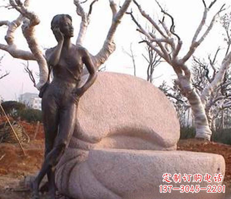 廊坊现代女人打电话铜雕