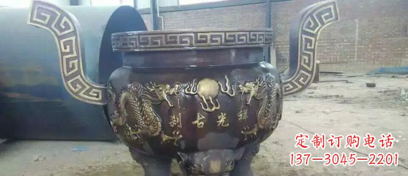 廊坊祥光古刹寺庙香炉铜雕