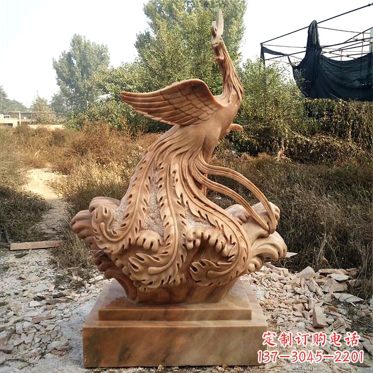 廊坊祥瑞凤凰晚霞红石雕