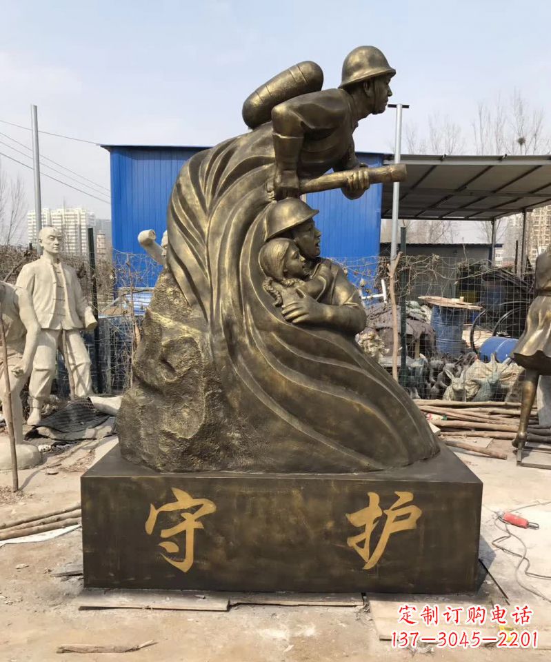 廊坊消防员铜雕112