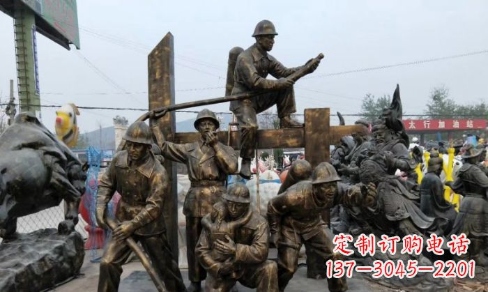 廊坊消防战士人物铜雕