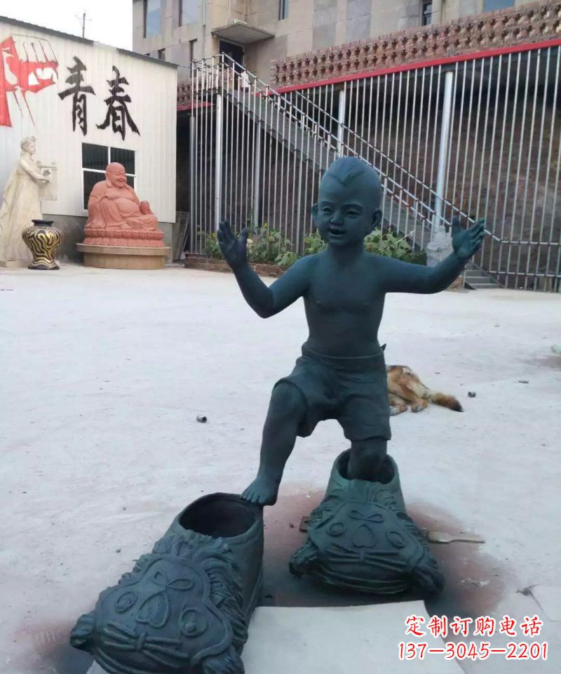廊坊小孩穿大鞋青铜人物雕塑