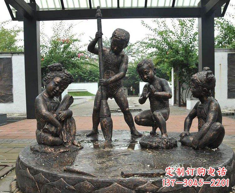 廊坊小孩写大字铜雕小品
