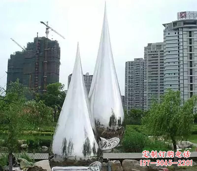 廊坊小区不锈钢水滴雕塑