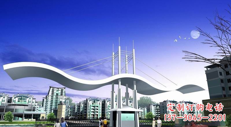 廊坊小区不锈钢门牌坊景观雕塑