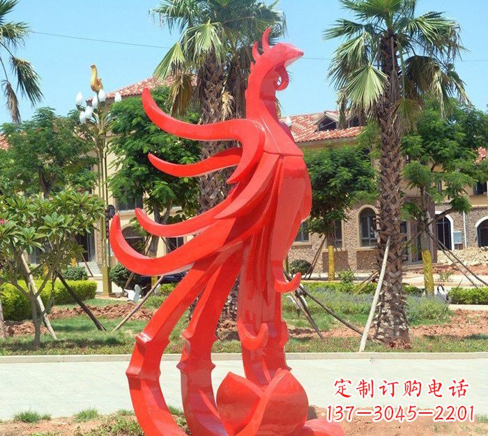 廊坊小区抽象不锈钢凤凰雕塑