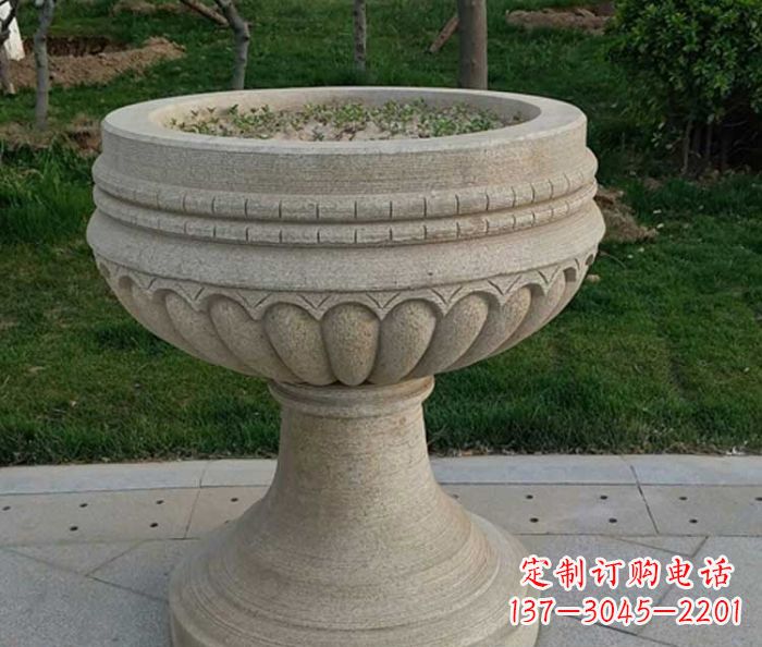 廊坊小区大理石花盆摆件石雕