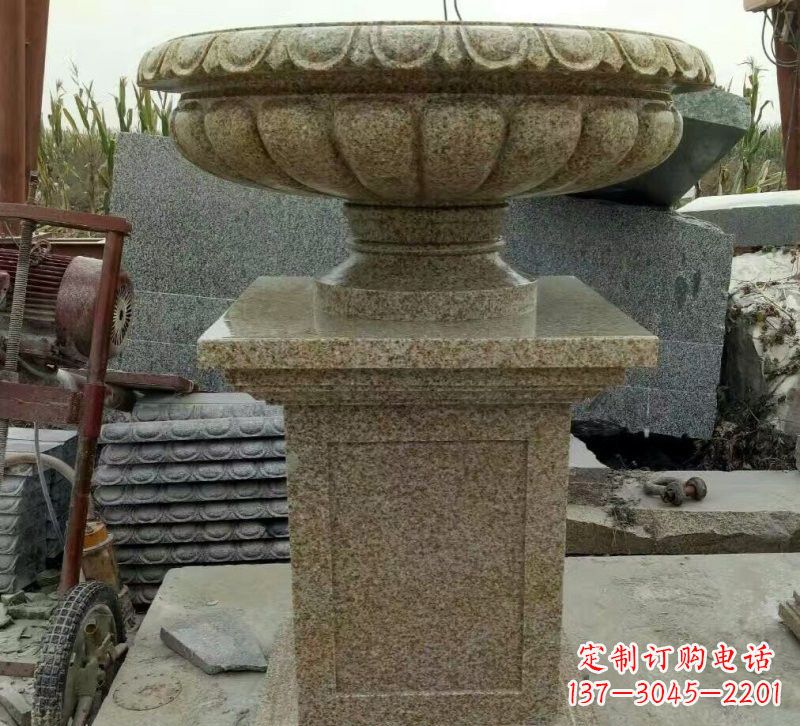 廊坊小区花岗岩花盆雕塑