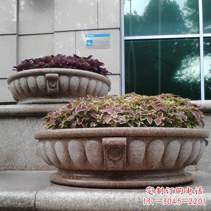 廊坊小区花岗岩石雕花盆