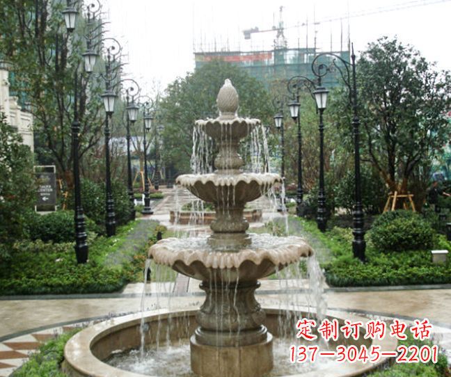 廊坊小区景观大理石喷泉石雕 (4)