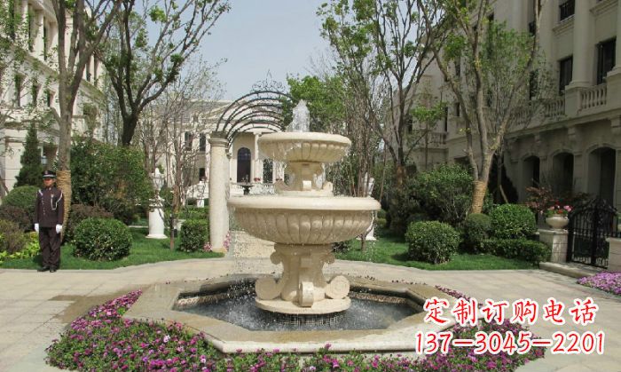 廊坊小区景观大理石喷泉石雕 (7)
