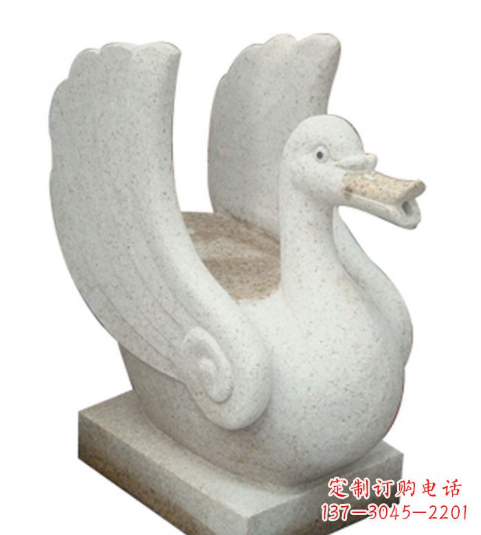 廊坊小区景观大理石天鹅喷泉石雕 (2)