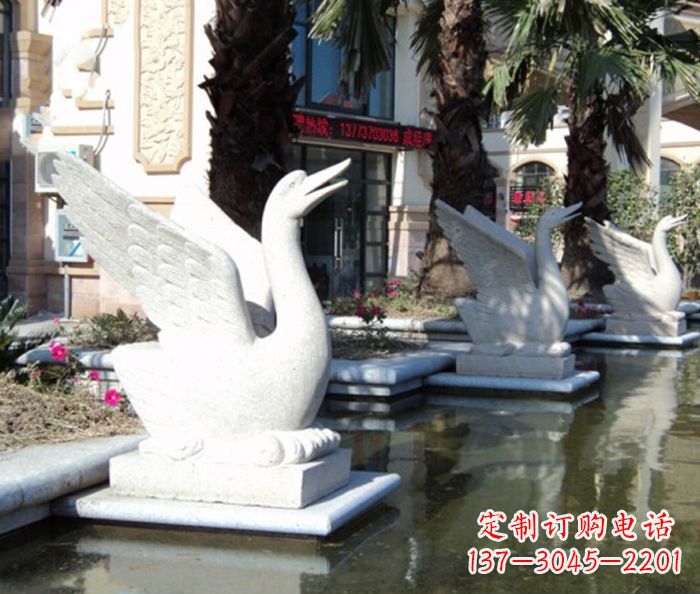 廊坊小区景观大理石天鹅喷泉石雕