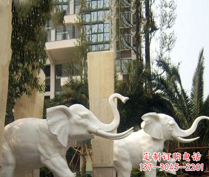 廊坊小区景观汉白玉大象石雕