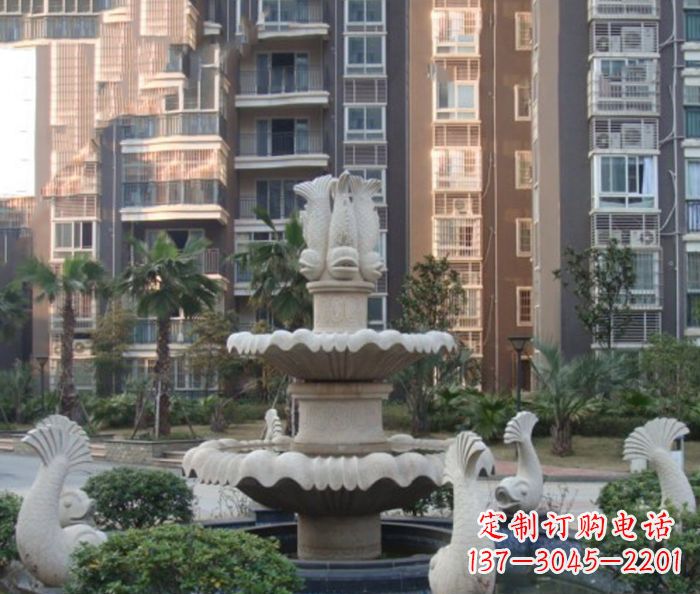 廊坊小区景观鲤鱼喷泉石雕