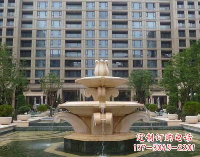 廊坊小区景观晚霞红喷泉石雕 (2)