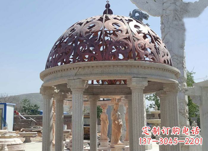 廊坊小区欧式圆顶凉亭石雕 (3)