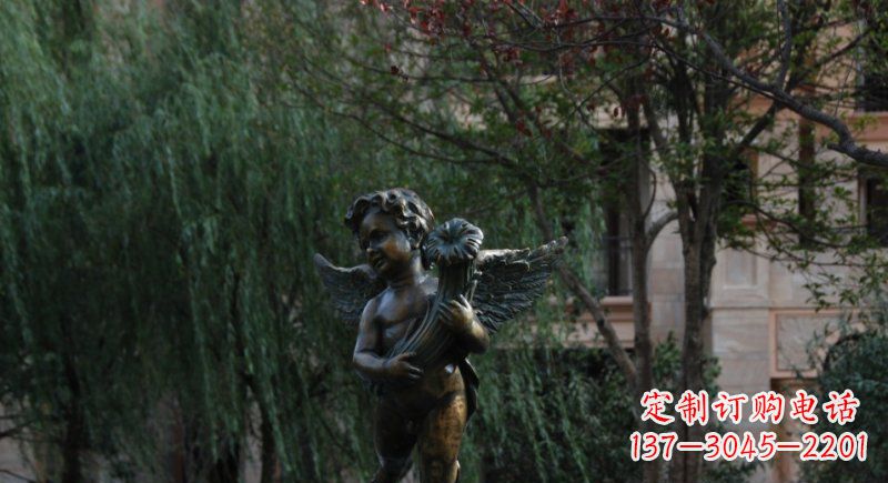 廊坊小区欧式小男孩人物铜雕
