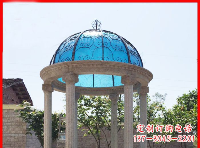 廊坊小区欧式圆顶凉亭石雕_2