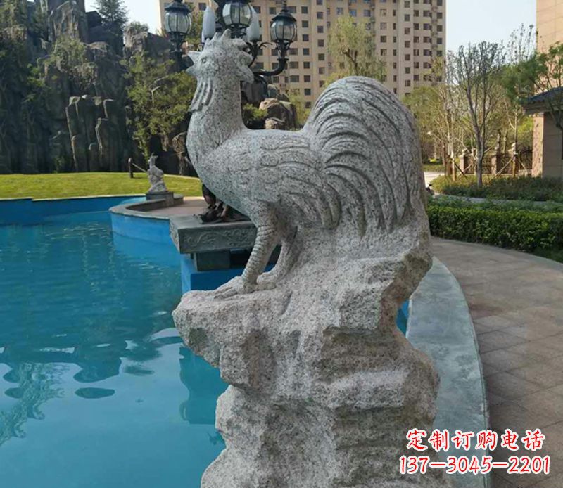 廊坊小区十二生肖鸡动物石雕