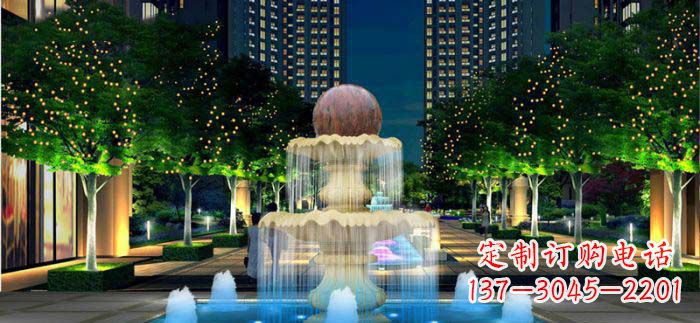 廊坊小区石来运转风水球石雕喷泉