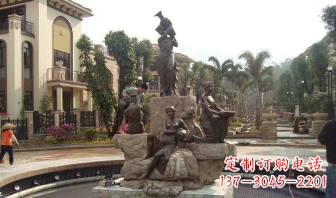 廊坊小区西方美女喷泉人物铜雕