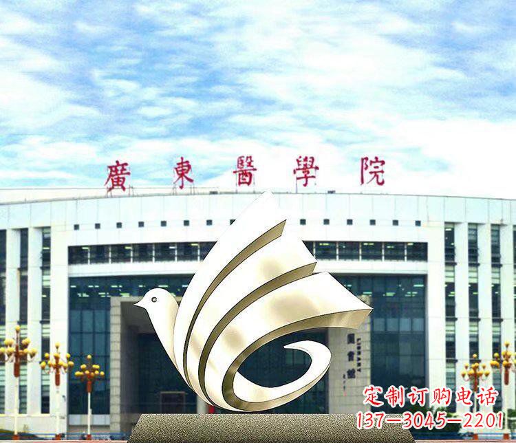 廊坊校园不锈钢抽象和平鸽雕塑