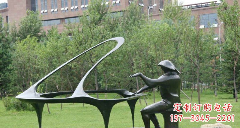 廊坊校园弹钢琴景观铜雕
