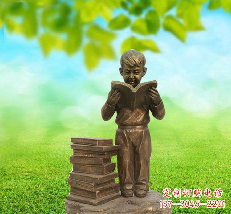 廊坊校园读书的小男孩铜雕