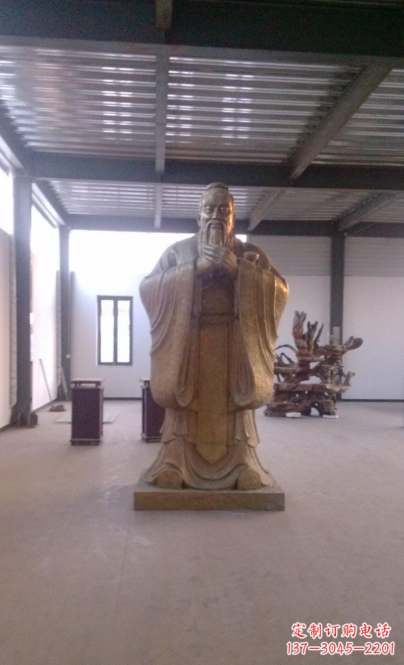 廊坊校园仿铜老子玻璃钢名人雕塑