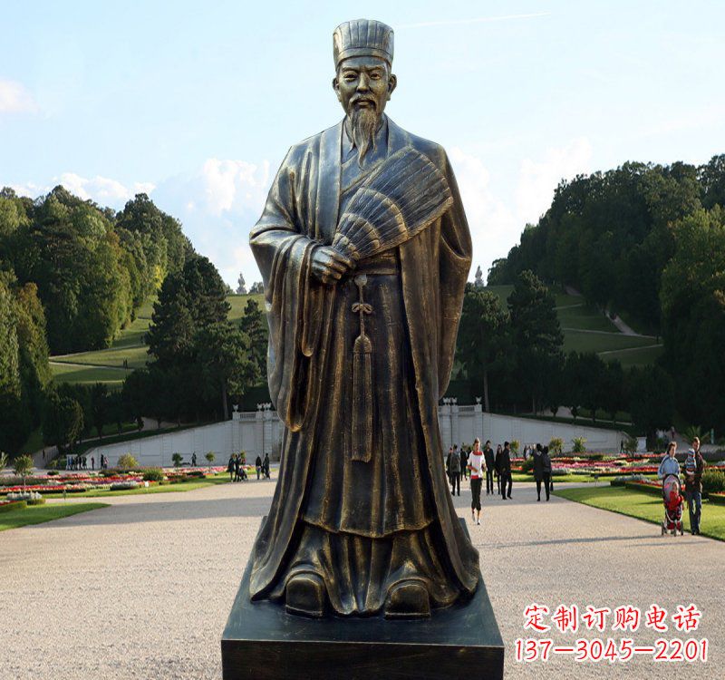廊坊校园古代名人诸葛亮铜雕