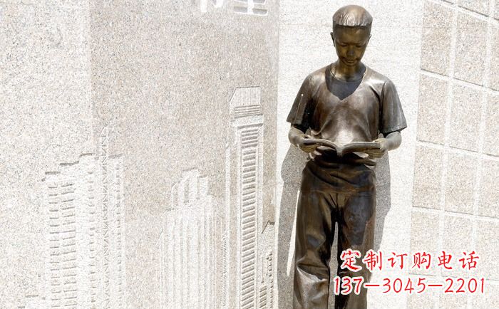 廊坊校园看书的学生人物铜雕