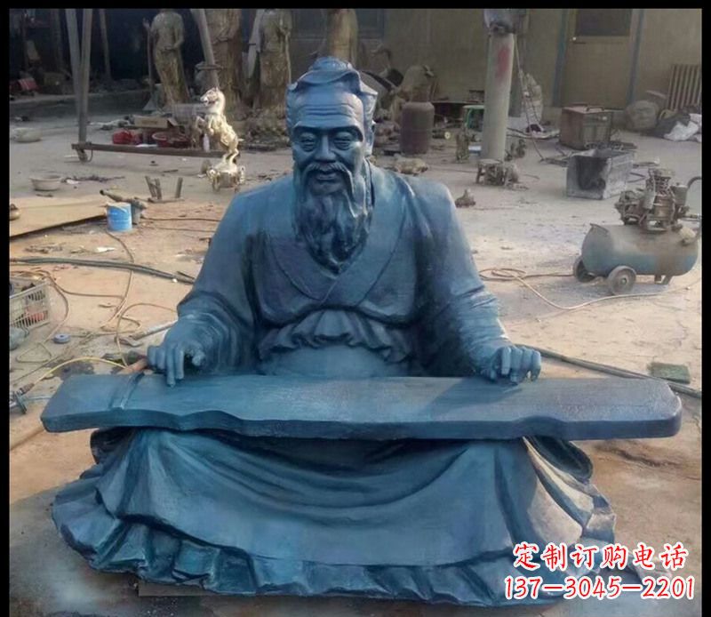 廊坊校园孔子弹琴铜雕