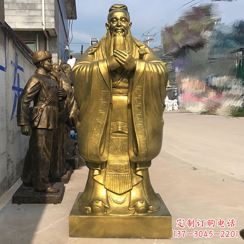 廊坊校园孔子铜雕像