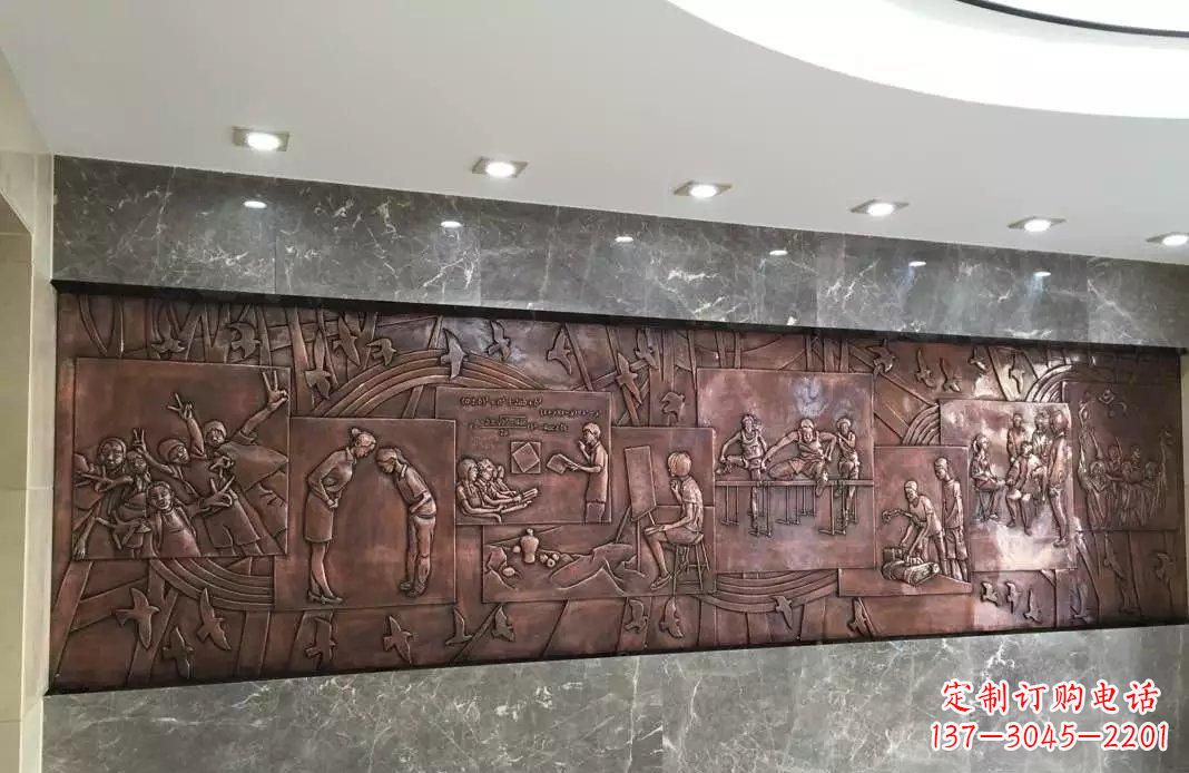 廊坊校园老师与学生铜浮雕