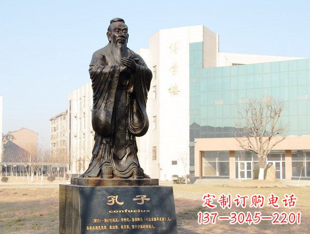 廊坊校园名人孔子铜雕 (2)
