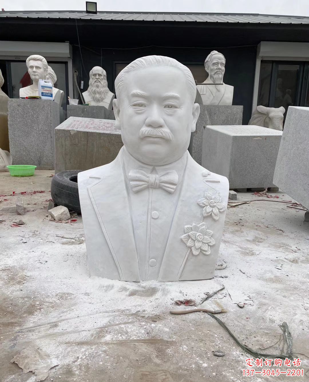 廊坊校园名人詹天佑头像石雕
